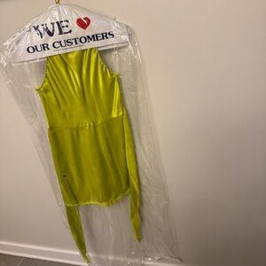 Bright yellow green Amanda Uprichard Sandrine silk mini halter dress XS